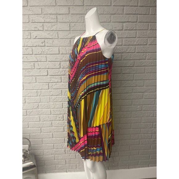 Calvin Klein Women Multicolored Accordion Pleat Trapeze Dress Size S - Picture 3 of 8